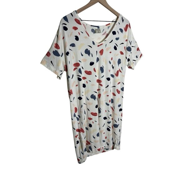 Soma Medium Short Sleeve Cool Nights Sleep Shirt White V- Neck Loose Fit Comfy - Picture 5 of 9